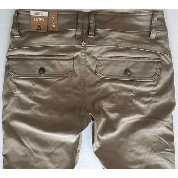 PrAna Women Sz 2 Inseam 30” Halle Pants Khaki Beige Hiking Roll Up Leg $89 - Picture 7 of 16